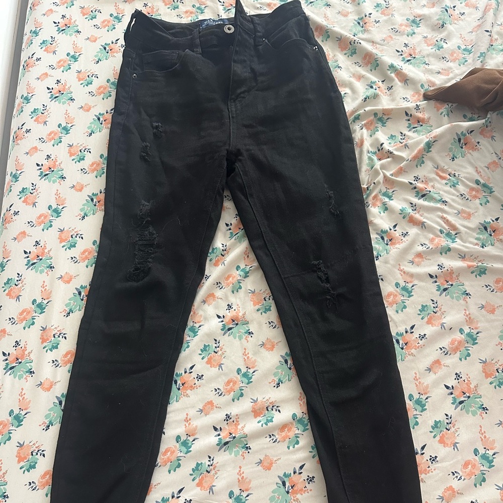 Wax Jeans - Black Ripped Skinny Jeans High Waisted like new